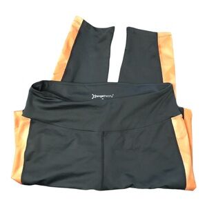 Orangetheory Black Leggings with Orange Side Panels